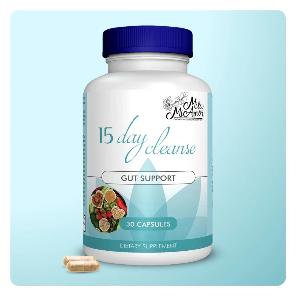 Mila Miamor 15 Day Cleanse Gut Support 2 Pack - Gut and Colon Support - Advanced Gut Cleanse Detox for Women & Men with Senna, Cascara Sagrada & Psyllium Husk - Non-GMO - Made in USA - 60 Capsules