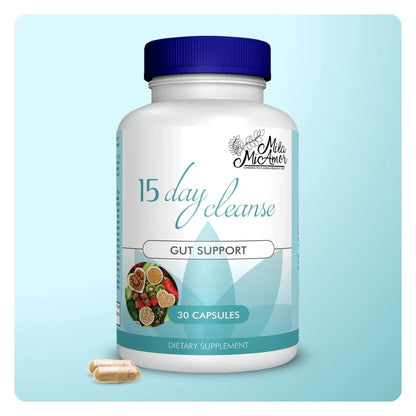 Mila Miamor 15 Day Cleanse Gut Support 2 Pack - Gut and Colon Support - Advanced Gut Cleanse Detox for Women & Men with Senna, Cascara Sagrada & Psyllium Husk - Non-GMO - Made in USA - 60 Capsules